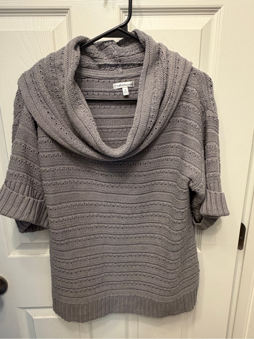 croft & barrow Gray Cowl Neck Short-Sleeve Sweater